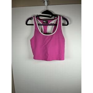 Beach Riot Sport bra Size M Hot Pink Racerback Ribbed swim top padded Activewear